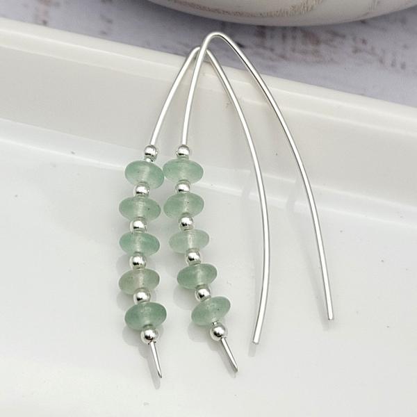 Sterling Silver & Green Aventurine Threader Earrings