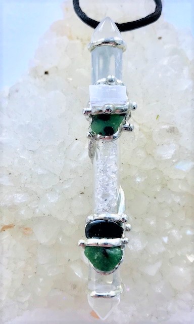 Empath Baby Wand Pendant with Herkimer Diamonds - Seeds of Light