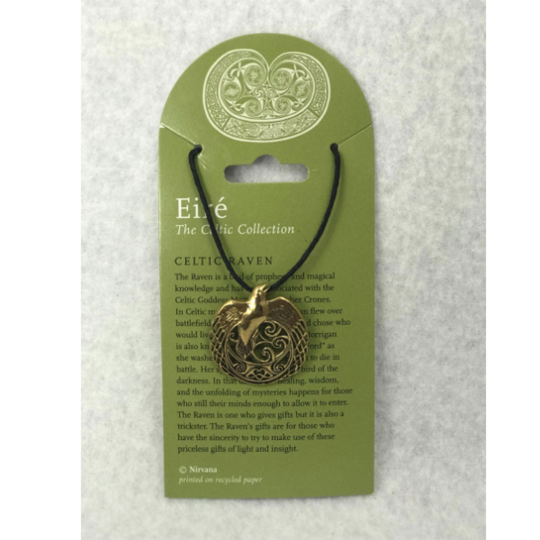 Celtic Raven Bronze Pendant Large Circles of Wisdom Jewelry Circles of Wisdom