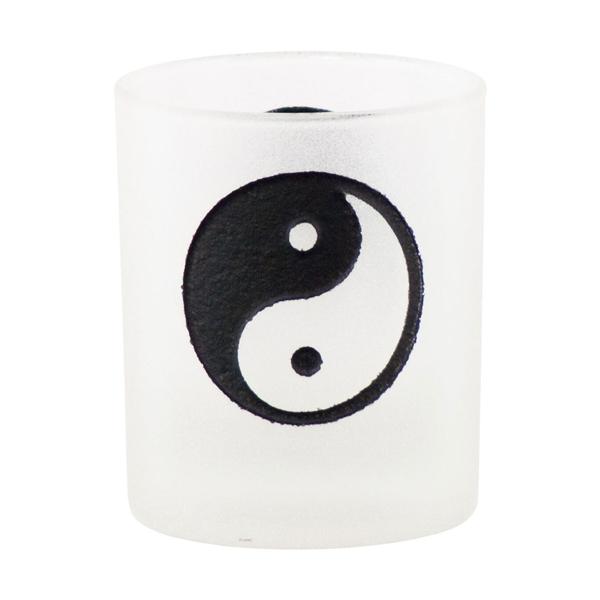 Etched Glass Votive Yin-Yang