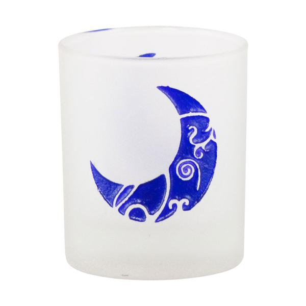 Moon Etched Glass Votive Holder