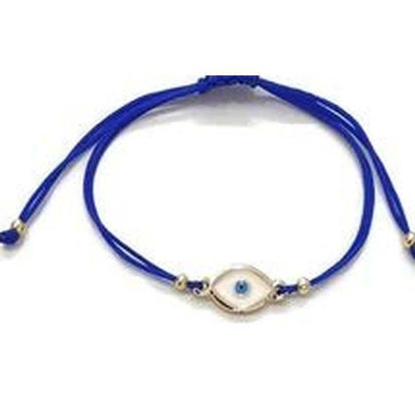 Evil Eye Enamel String Bracelet - Navy