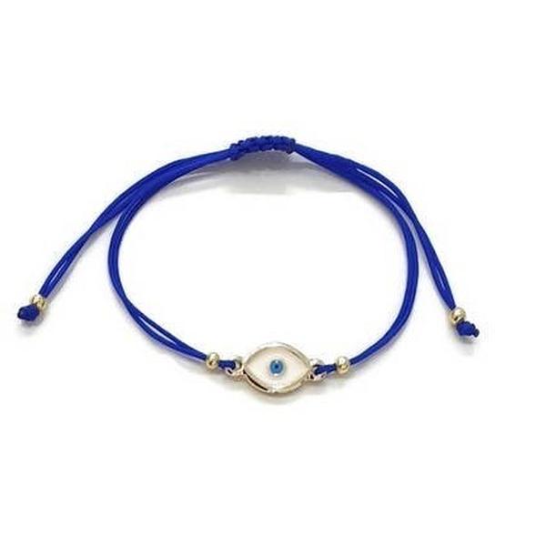 Evil Eye Enamel String Bracelet - Parliament Blue