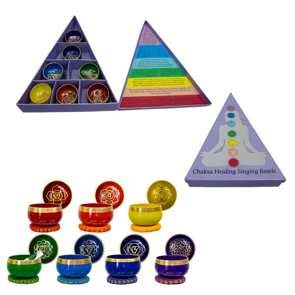 Mini Chakra Singing Bowl Set in Pyramid Case