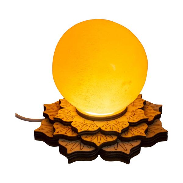 Mandala Wooden Sphere Stand w/LED