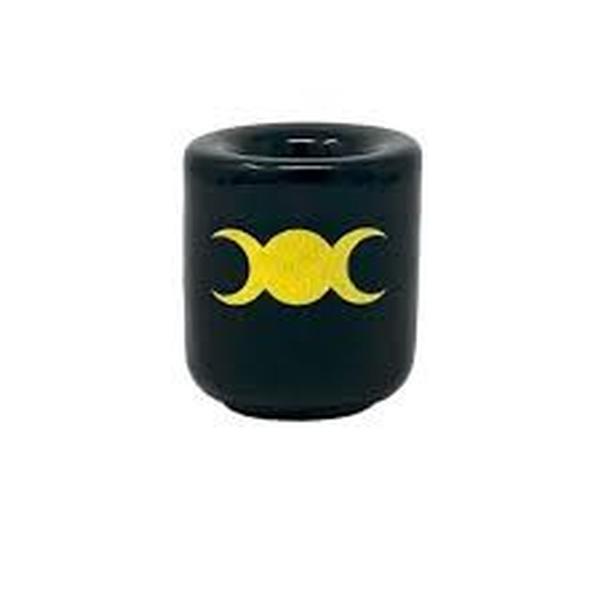Mini Candle Holder Black with Triple Moon