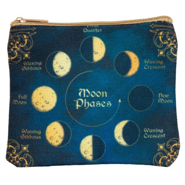 Moon Phase Coin/Crystal Zipper Purse