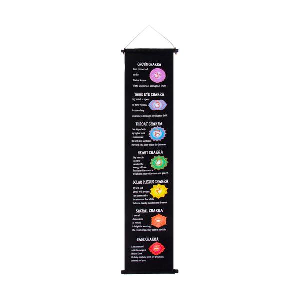 Cotton Inspirational Banner Chakras Black