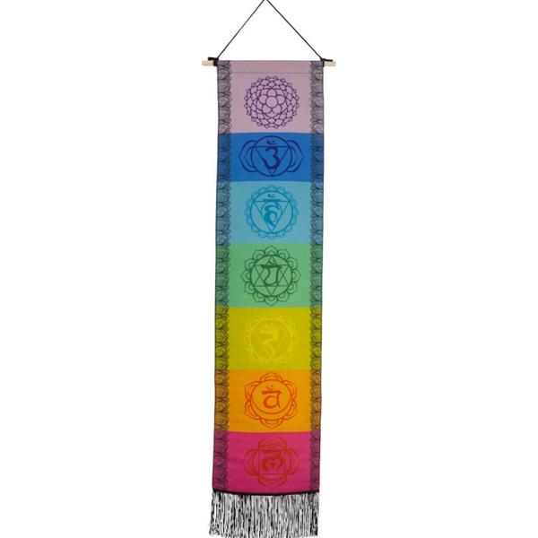 Seven Chakras Linen Banner with Fringe