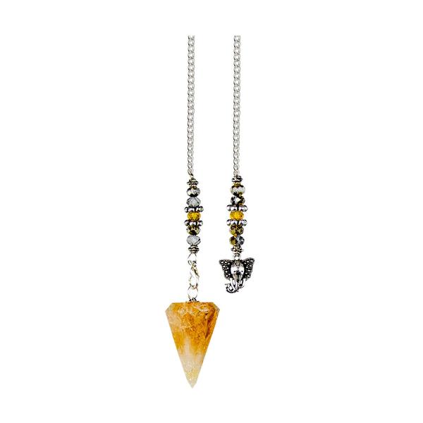 Hexagonal Citrine Ganesha Pendulum