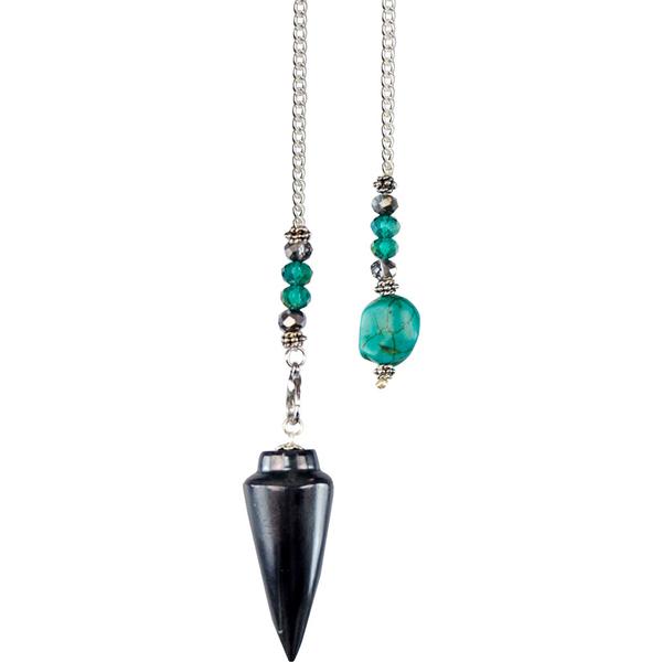 Hematite Point Pendulum with Turquoise
