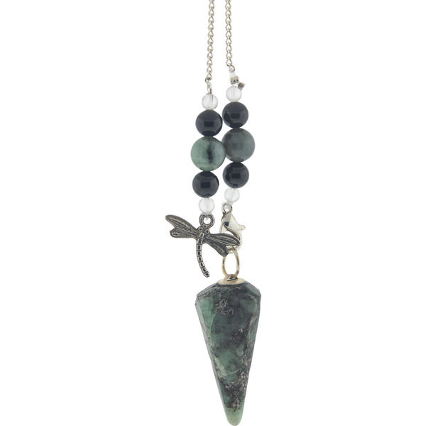 Emerald Pendulum with Dragonfly Charm