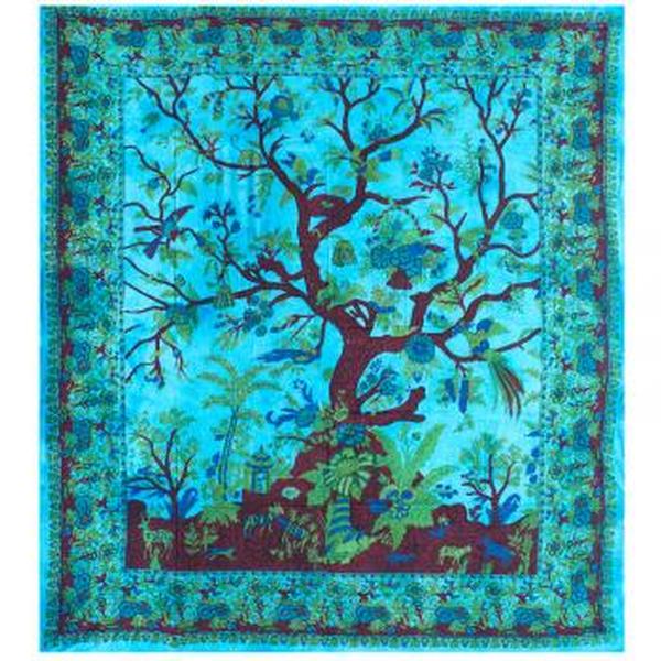 Blue Tree of Life Tapestry