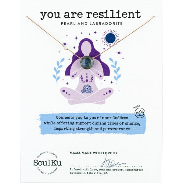 Goddess Necklace Labradorite and Pearl - You are Resilient