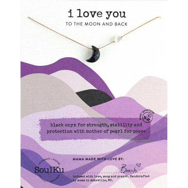 I Love You to the Moon and Back Necklace Black  Onyx