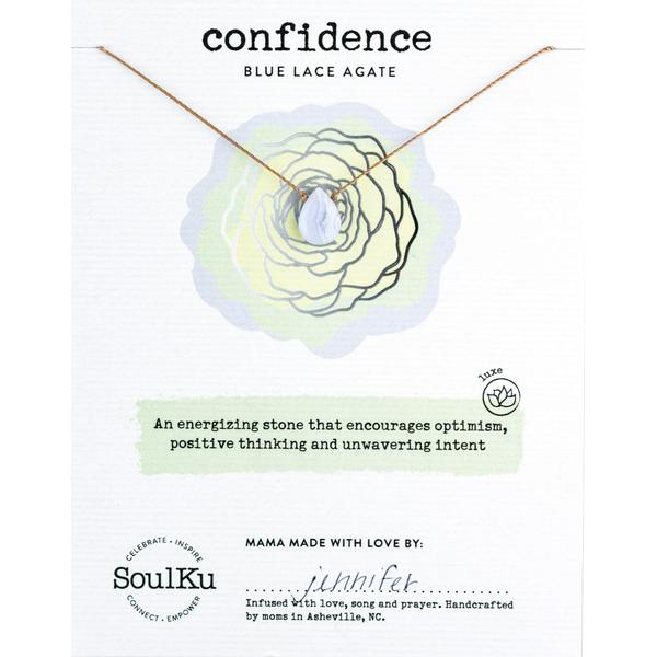 SoulKu Blue Lace Agate Necklace for Confidence