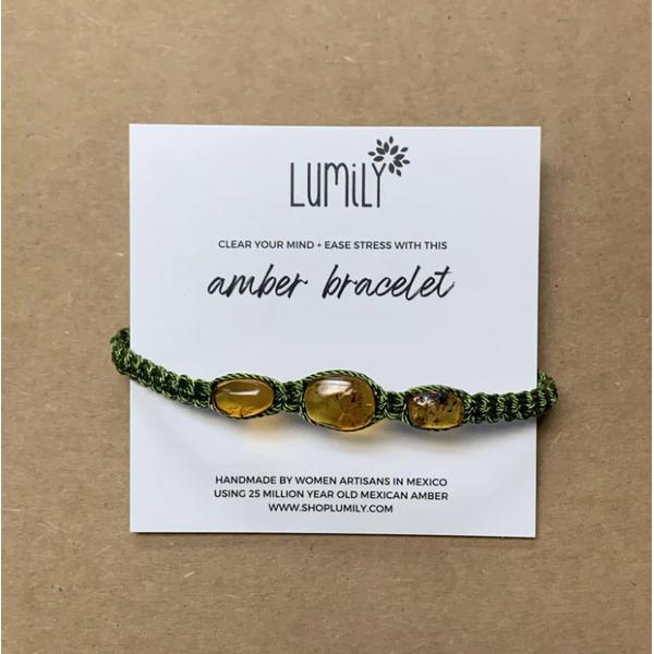 Army Green Amber Pull String Bracelet