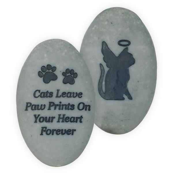 Pet Memorial Pocket Stone: Cats Leave Pawprints