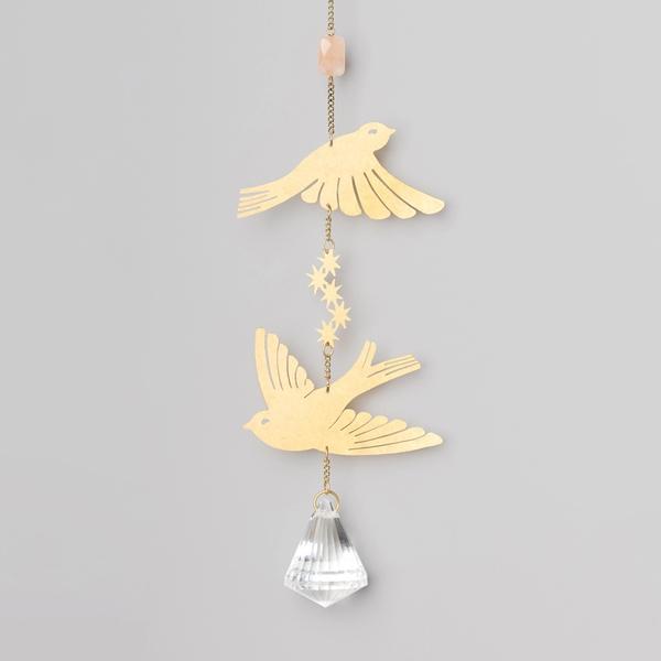 Brass Suncatcher with Birds & Sunstone