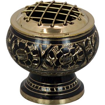 Brass Incense Burner with Engraved Flowers