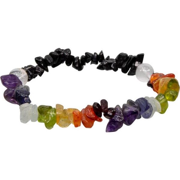 Chakra Chips Bracelet w/ Bk tourmaline