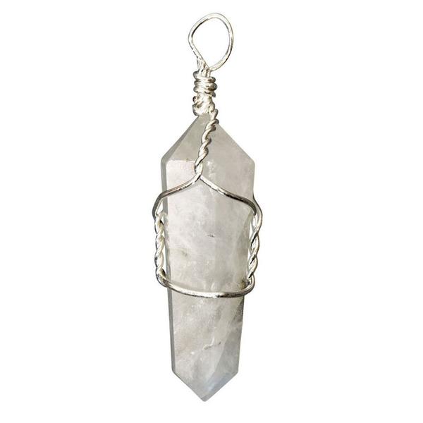Wire-wrapped Rainbow Moonstone Pendant