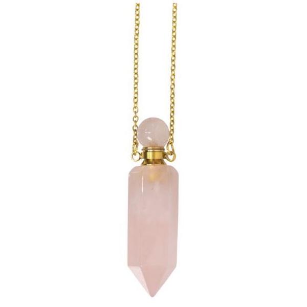 Rose Quartz Point Pendant Perfume Bottle