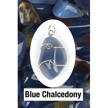 Blue Chalcedony Wire Wrap Pendant