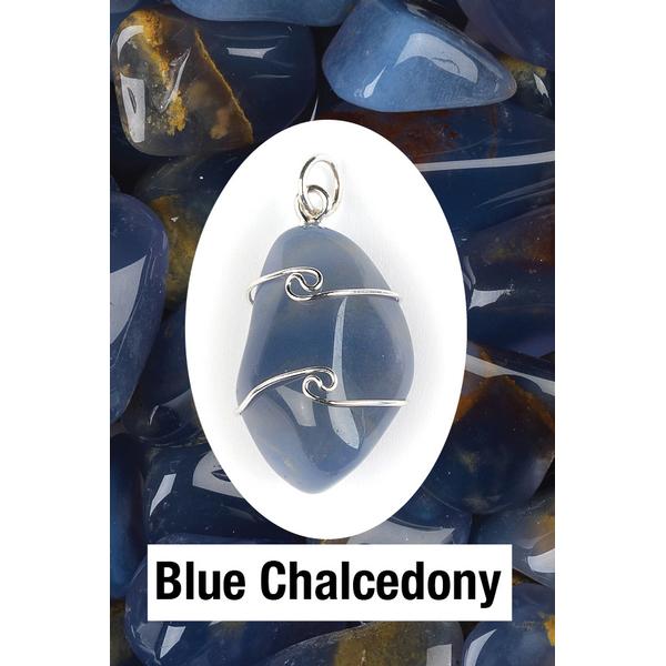 Blue Chalcedony Wire Wrap Pendant