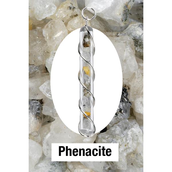 Phenacite Crystal Vial Wire Wrap Pendant