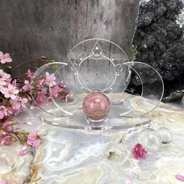 Acrylic Sphere Holder with Crescent Moons