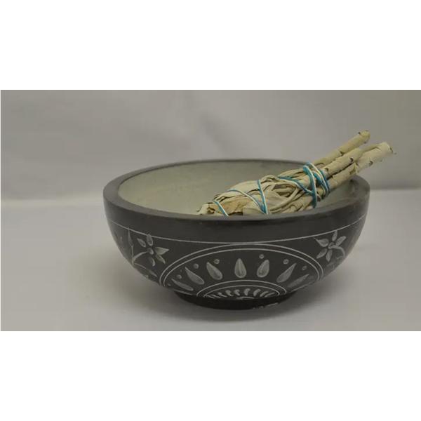 Natural Black Stone Carved Bowl