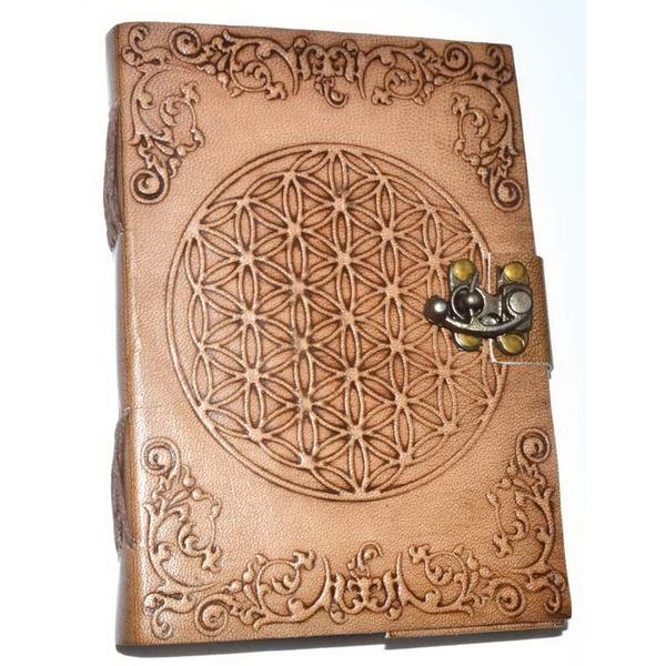Flower of Life Embossed Leather Journal with Latch (unlined)