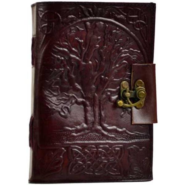 Tree of Life Embossed Leather Journal with Latch (unlined)