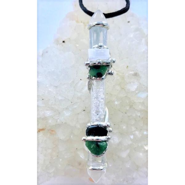 Empath Baby Wand Pendant with Herkimer Diamonds