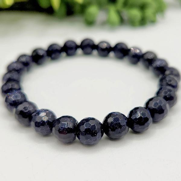 Blue Goldstone Faceted Beaded Bracelet