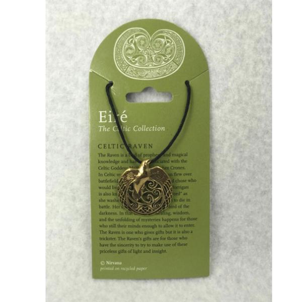 Celtic Raven Bronze Pendant Large