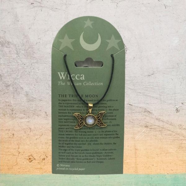 Celtic Triple Moon with Accent Stone Bronze Pendant
