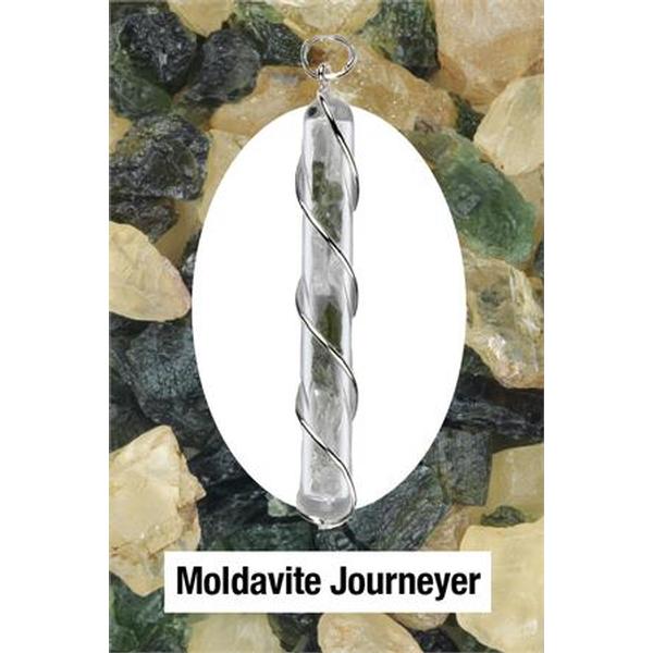 Moldavite Journeyer Crystal Vial Wire Wrap Pendant