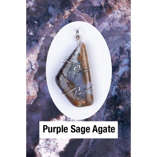 Purple Sage Agate Wire Wrap Pendant