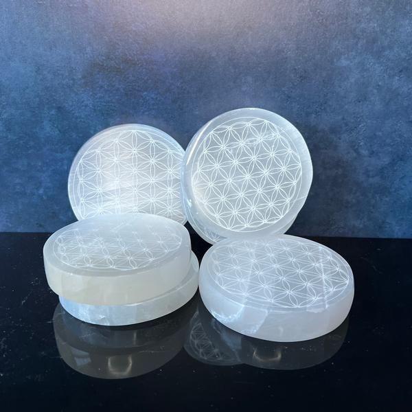 Selenite Flower of Life Charging Plate