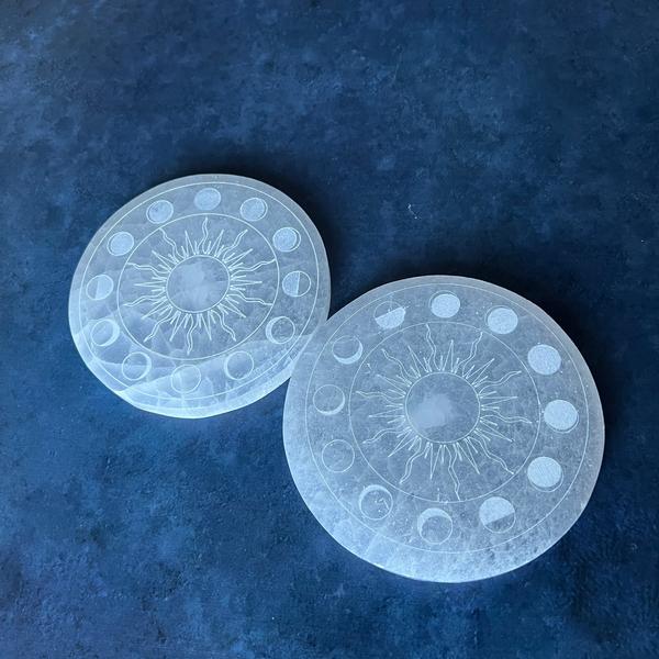 Selenite Charging Plate Moon Phases