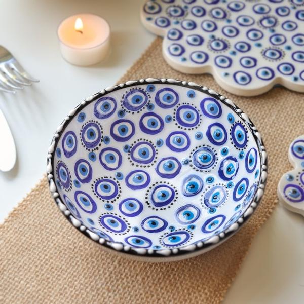 Evil Eye Hand Painted Ceramic Dish