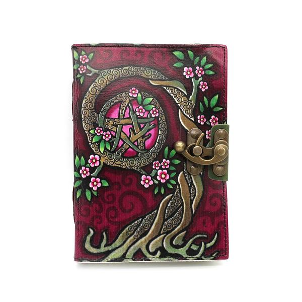 Embossed Pink Pentacle Leather Journal