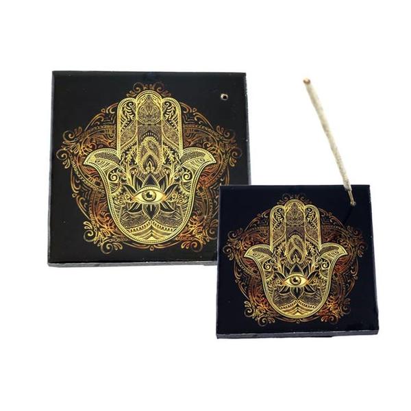 Hamsa Square Incense Burner Plate
