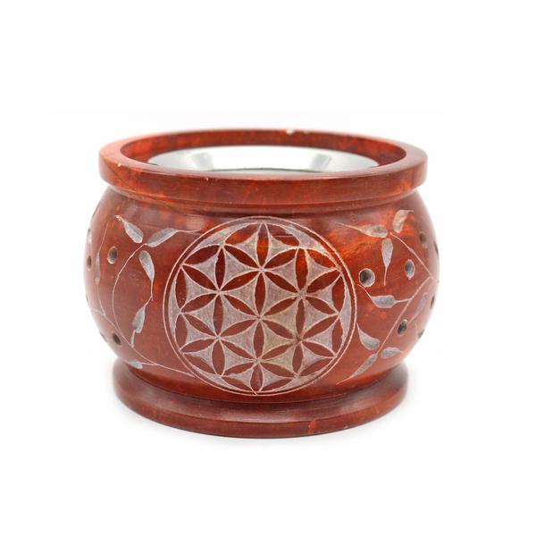 Orange Flower of Life Charcoal Burner