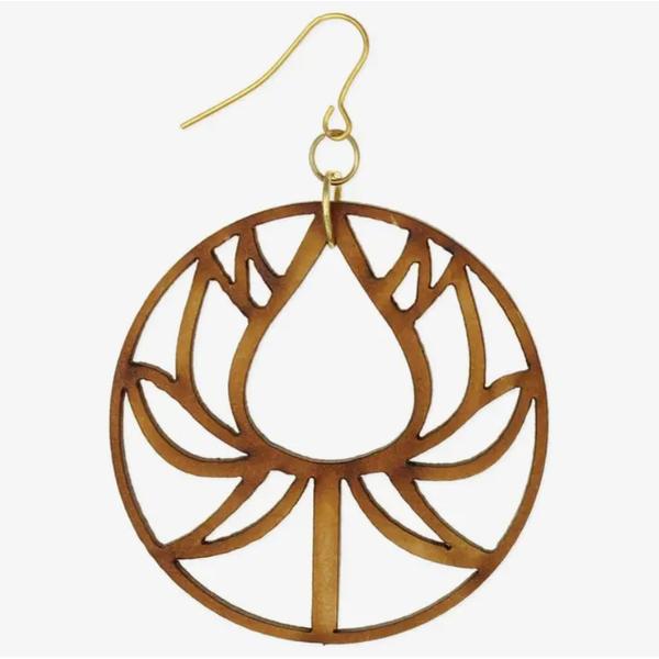Natural Peace Wooden Lotus Earrings