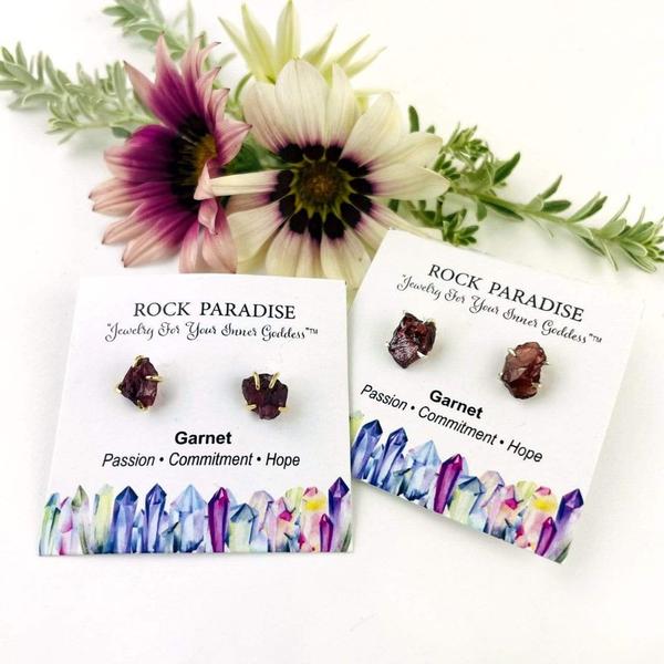 Gemstone Stud Earrings: Garnet