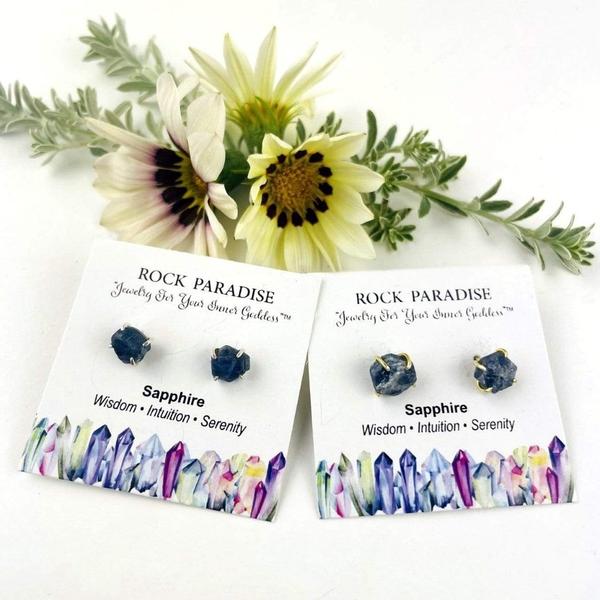 Gemstone Stud Earrings: Sapphire