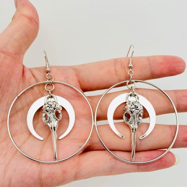 Skull and Moon Earrings